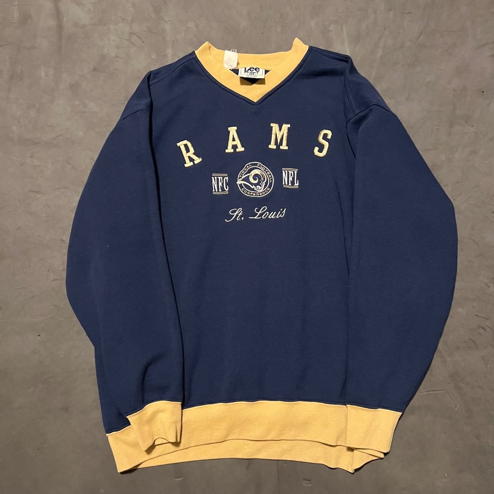 Vintage Y2K Lee Sport St. Louis Rams NFL Sweatshirt Mens XL Blue V-Neck